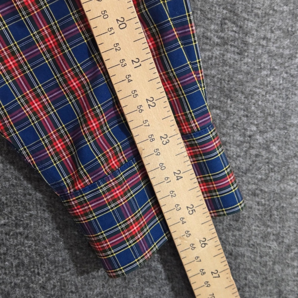 Lands End Mens Shirt Large 16 Blue Red Plaid Non Iron Long Sleeve Button‎ Up - Picture 7 of 9